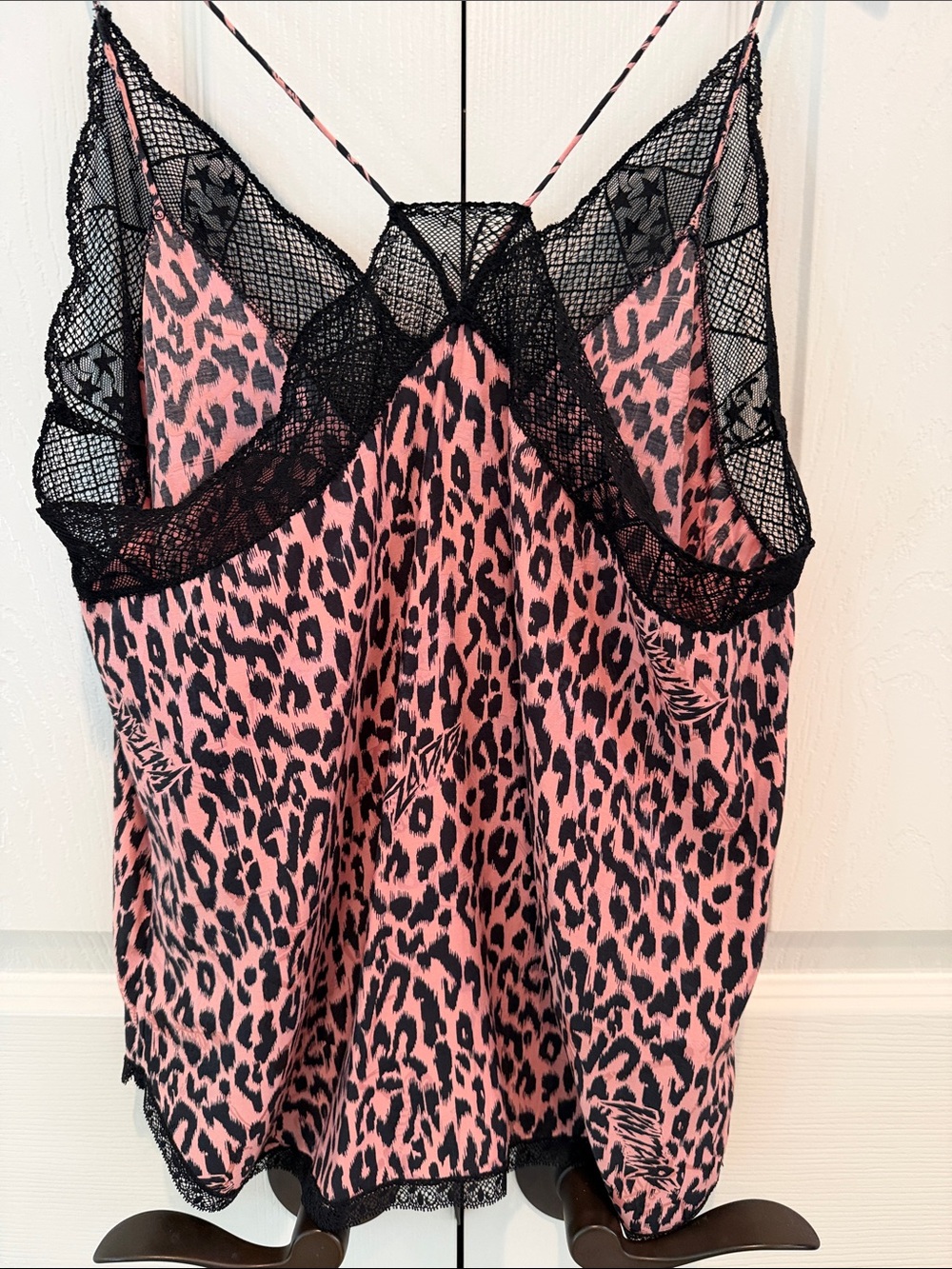 Zadig & Voltaire Christy Camisole Pink and Black Leopard-Print Lace - Picture 2 of 2